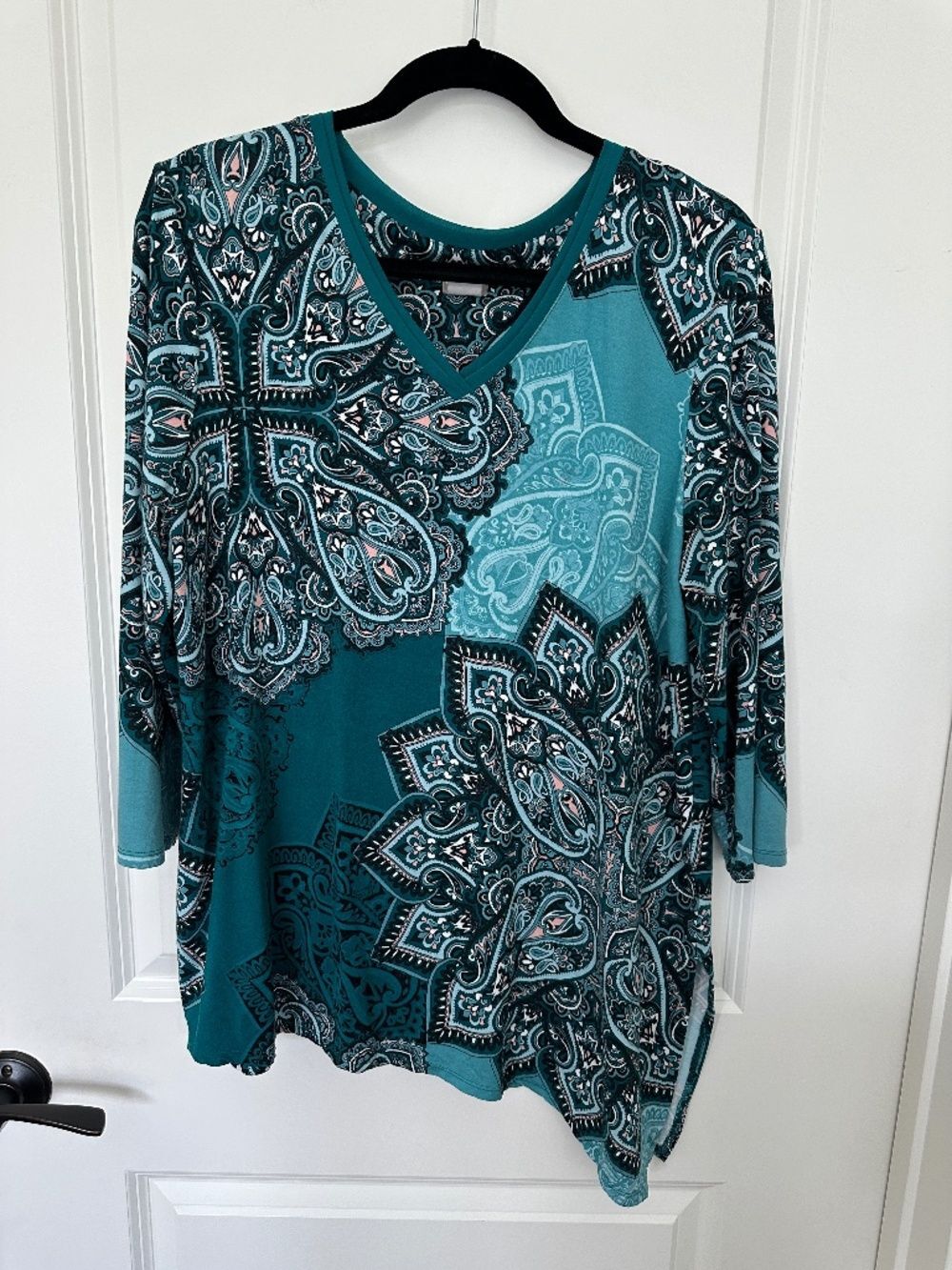 333Chico’s Tapestry Teal & Paisley Tunic Chico's Size 2  US 12/ L